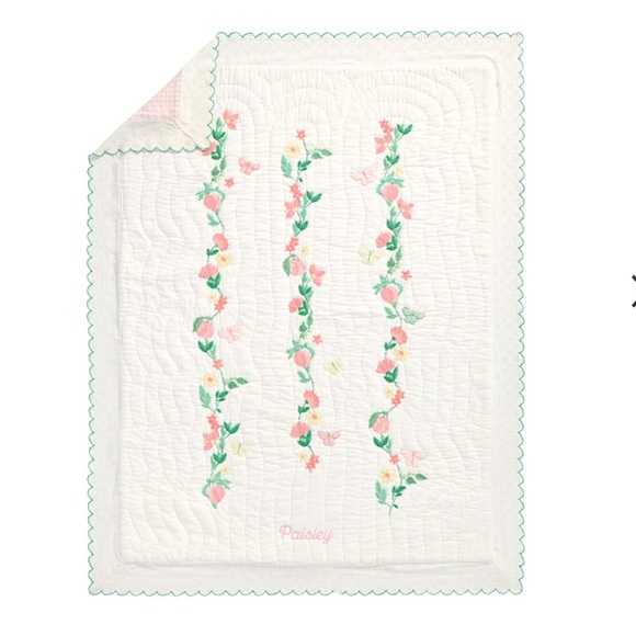 Pottery Barn Kids Paisley Peach Baby Quilt